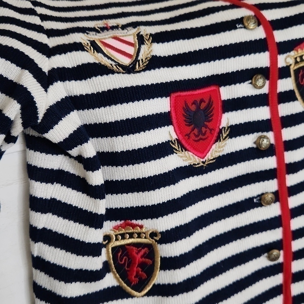 Vintage Collgaite preppy embroidered Royal Logo Jacket M Lagenlook Shacket - Picture 6 of 12
